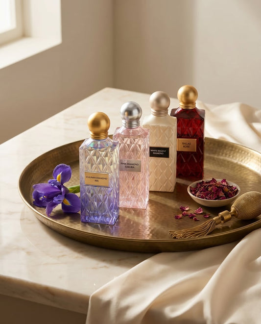 Maqam Beauty perfume ritual scene for layering fragrance